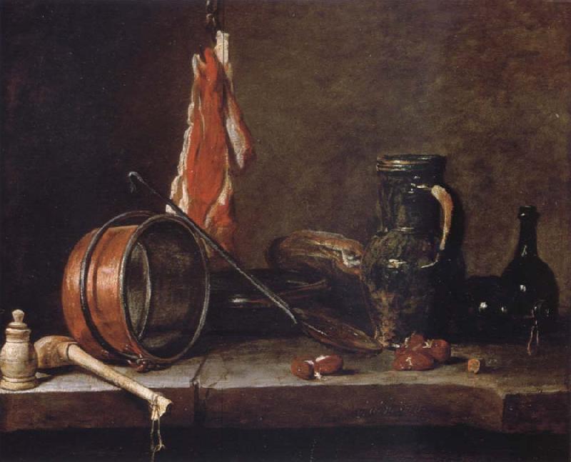 Jean Baptiste Simeon Chardin Uppige food with cook utensils oil painting picture